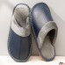 Men Leather Warm Plush Lining Non  slip Soft Home Slippers