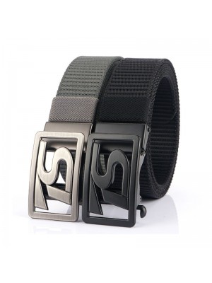 125CM 4CM Width Metal Press Buckle Canvas Belt Men’s Tactical Belt Leisure Breathable Nylon Waist Belt