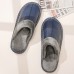 Men Leather Warm Plush Lining Non  slip Soft Home Slippers