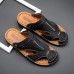 Men Closed Toe Cowhide Leather Slip On Outdoor Casual Slipper Sandals