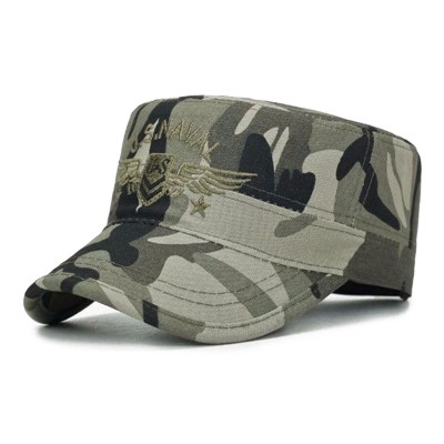 Men Cotton Letter Embroidery Camouflage Outdoor Sunshade Casual Vintage Military Caps Flat Hats