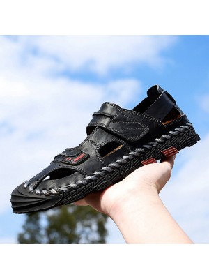 Men Outdoor Cow Split Leather Non  slip Close Toes Handstitching Shoes